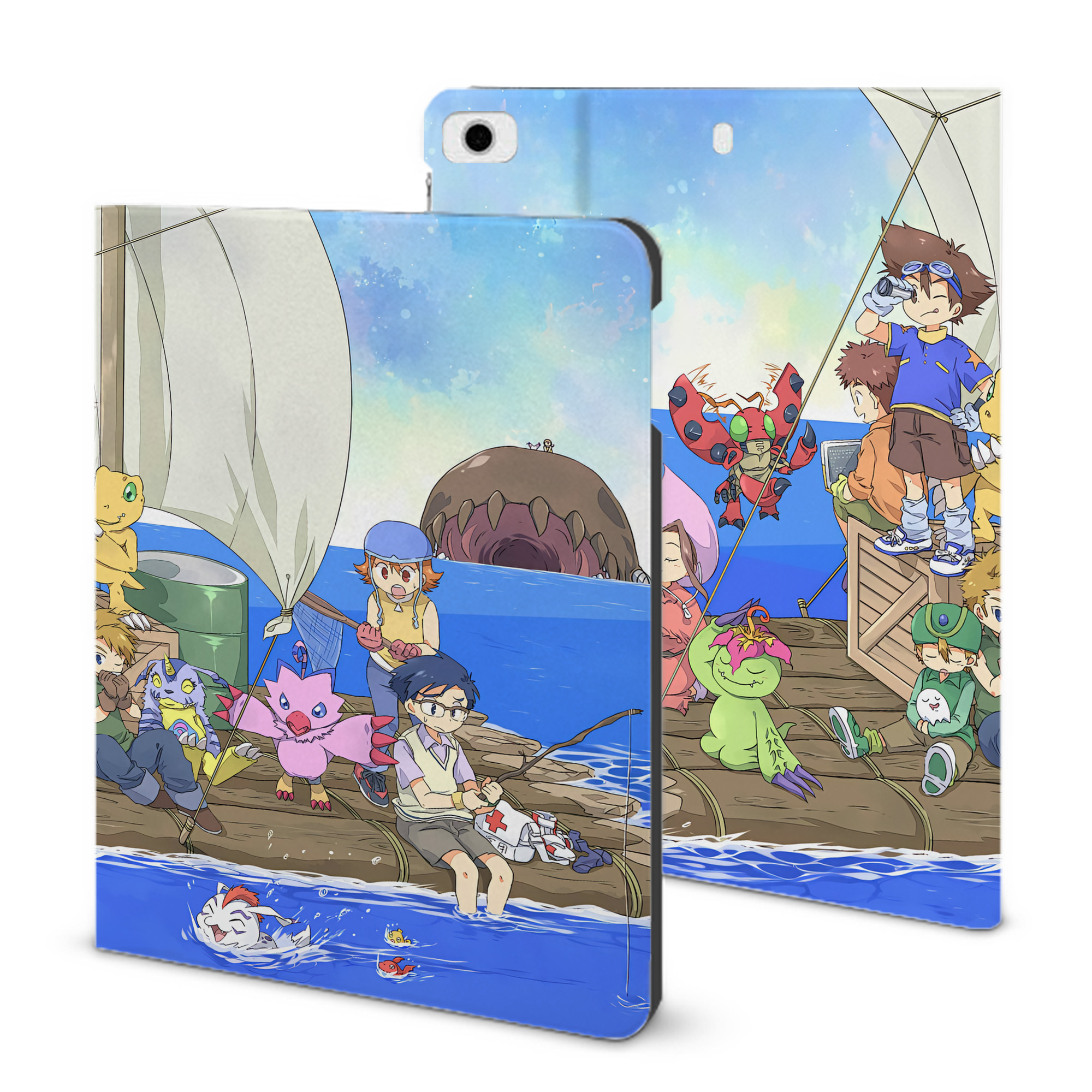 （画像用） Digimon デジタルモンスター/デジモン IPad ケース ブック型 PUレザー TPU 耐衝撃 軽量 薄型 ペン収納なし 全面保護 IPad 各モデル対応